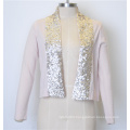 100%Cotton New Pure Color Women Knit Open Cardigan with Sequins